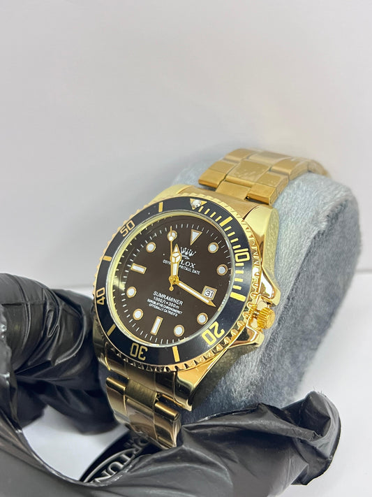 Rolex Golden Chain Watch With Black Dial And Date
