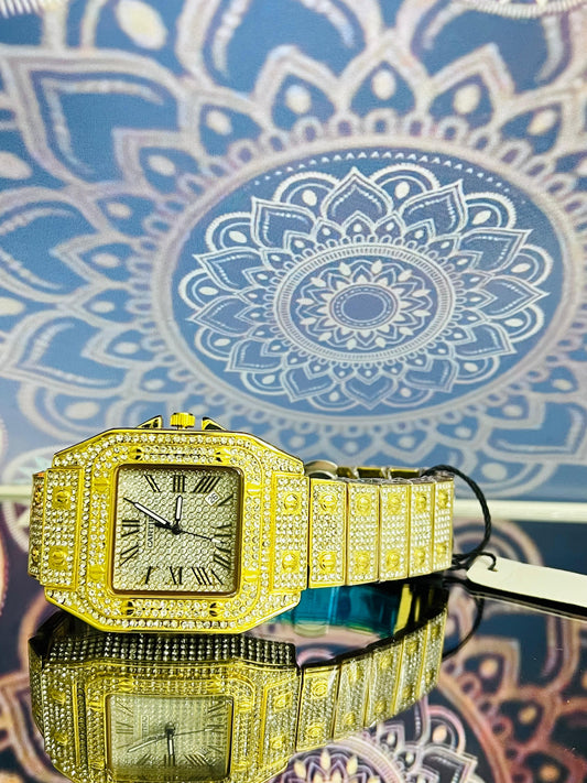 Cartier Golden Diamond Watch With Date