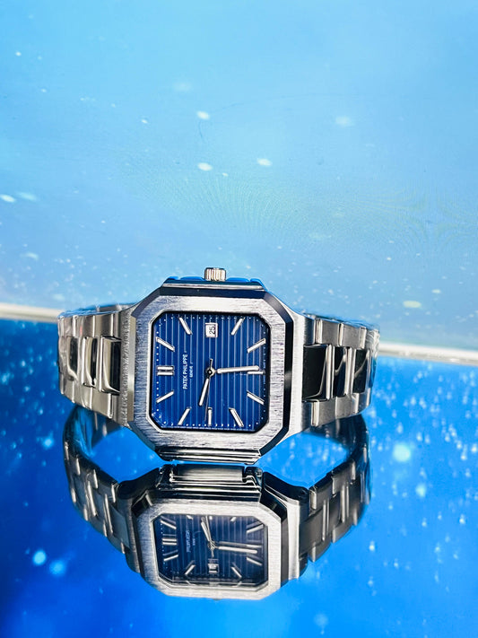 Patek Philippe Silver chain Watch With Blue Dial And Date
