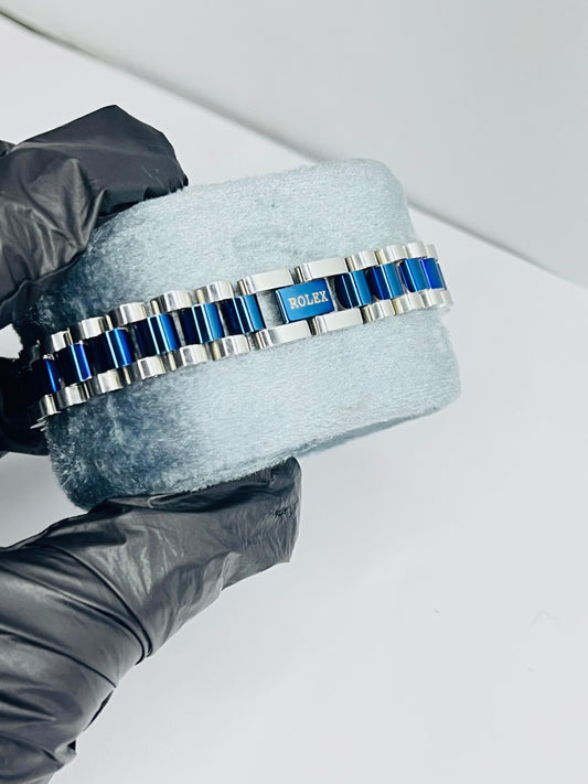 Rolex Silver And Blue Bracelet