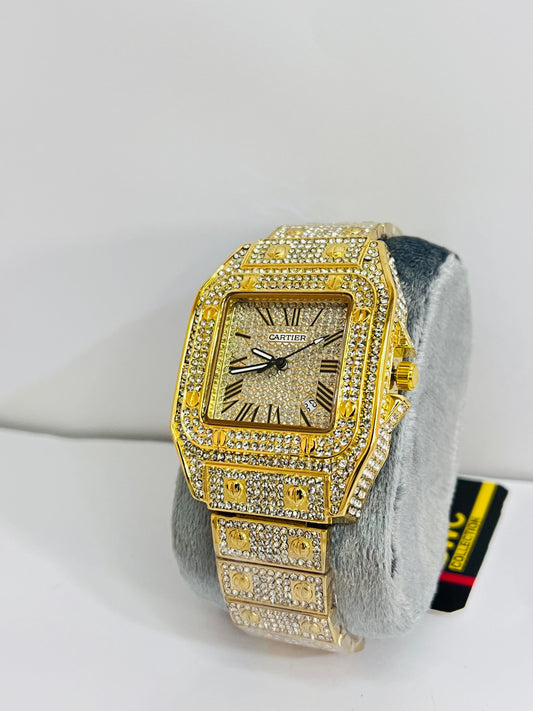 Cartier Golden Diamond Watch With Date