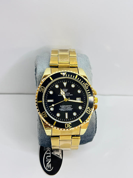 Rolex Golden Chain Watch With Black Dial And Date