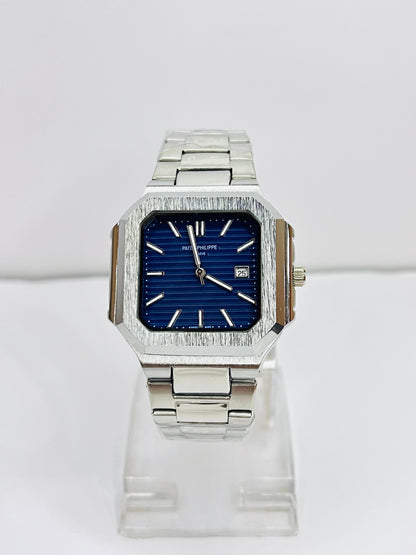 Patek Philippe Silver chain Watch With Blue Dial And Date
