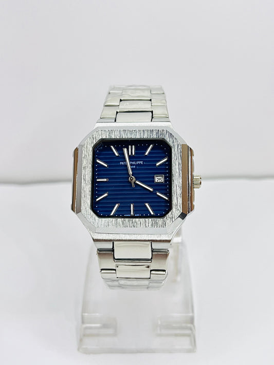 Patek Philippe Silver chain Watch With Blue Dial And Date