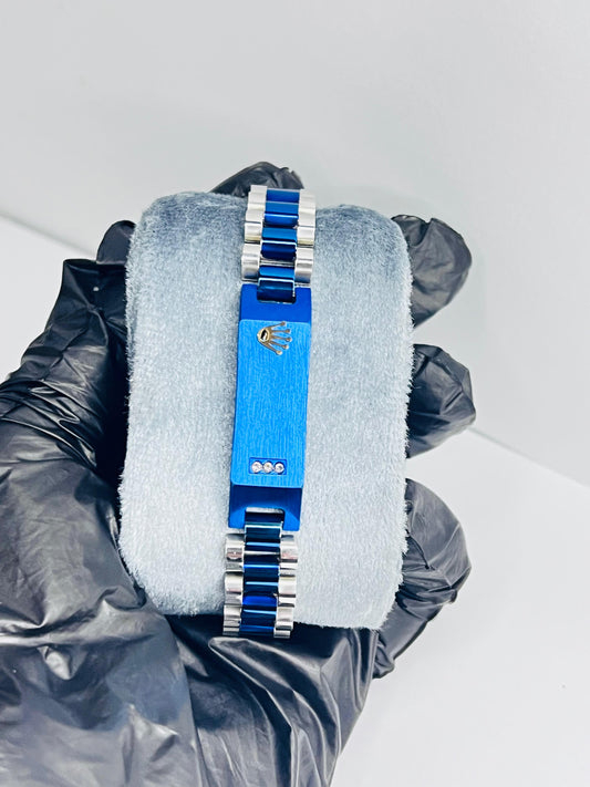Rolex Silver And Blue Bracelet