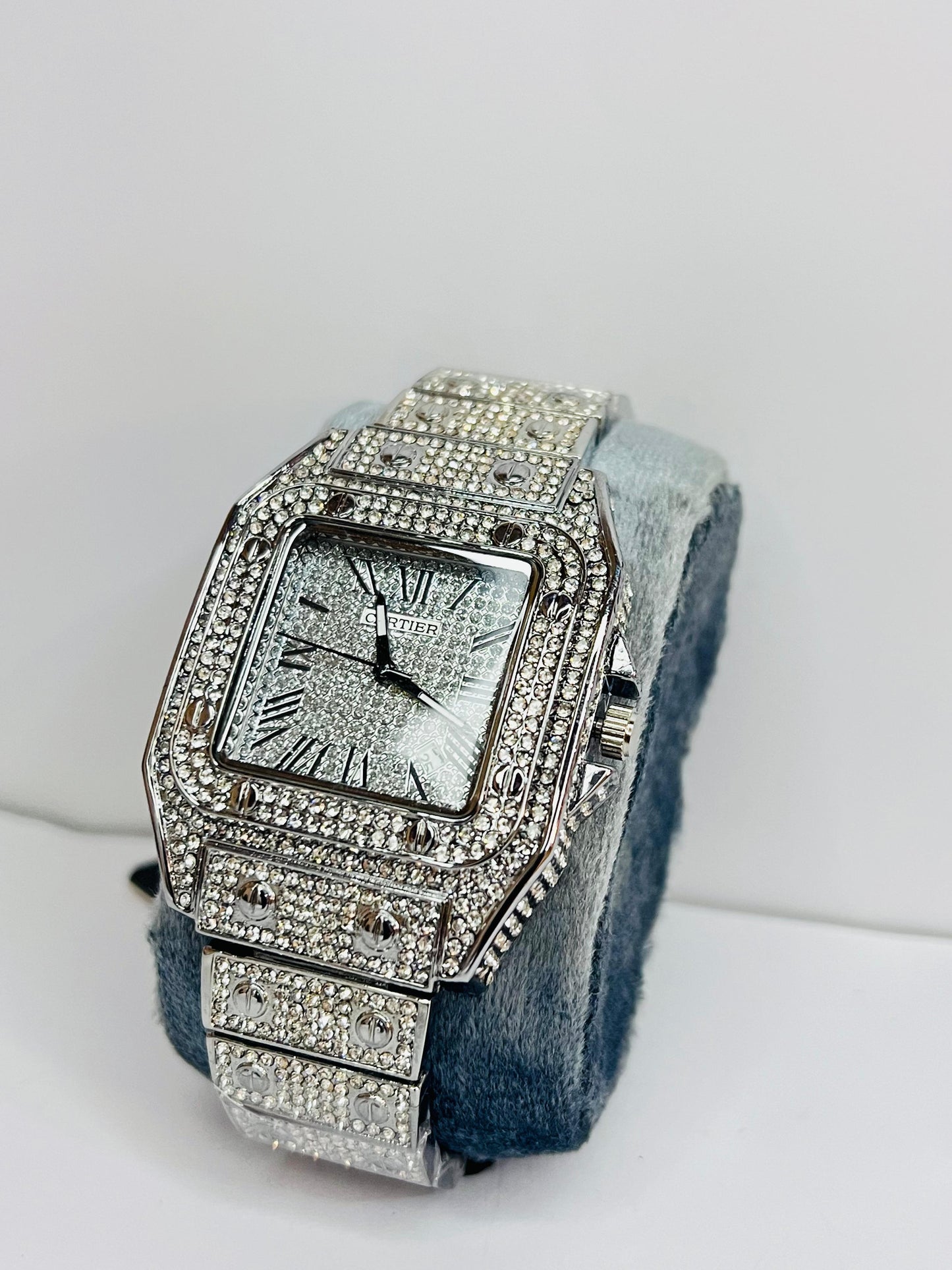 Cartier Silver Diamond Watch With Date